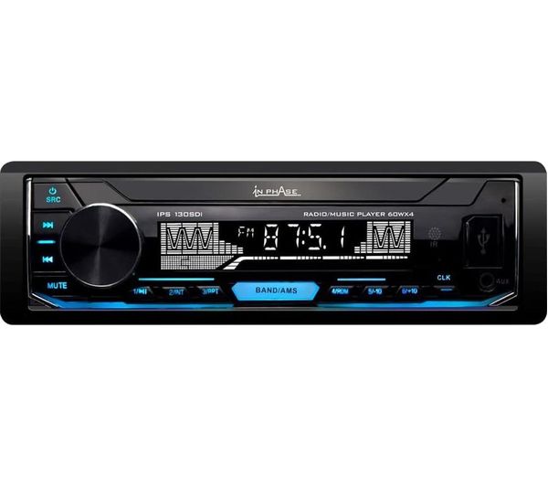 In Phase Ips 130sdi Fm Bluetooth Car Stereo With Remote Control Black