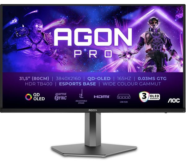 Aoc Agon Pro Ag326ud 4k Ultra Hd 32 Quantum Dot Oled Gaming Monitor Black