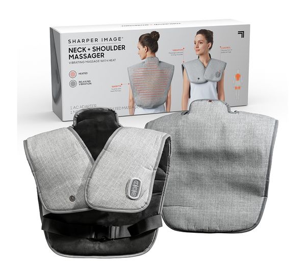 Sharper Image Heated Neck Shoulder Massager Wrap Grey
