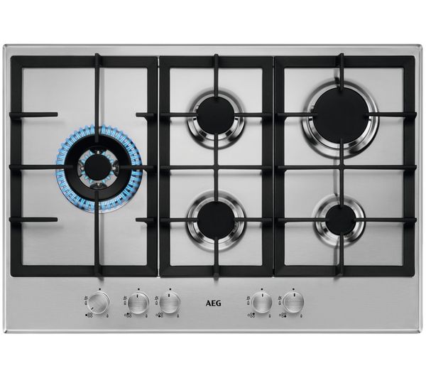 An image of AEG HGB75500SM 75 cm Gas Hob - Silver
