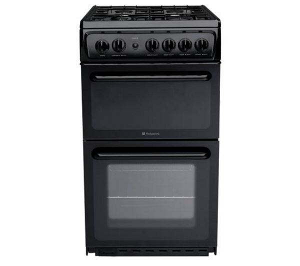 HOTPOINT HAG51K Gas Cooker – Black, Black