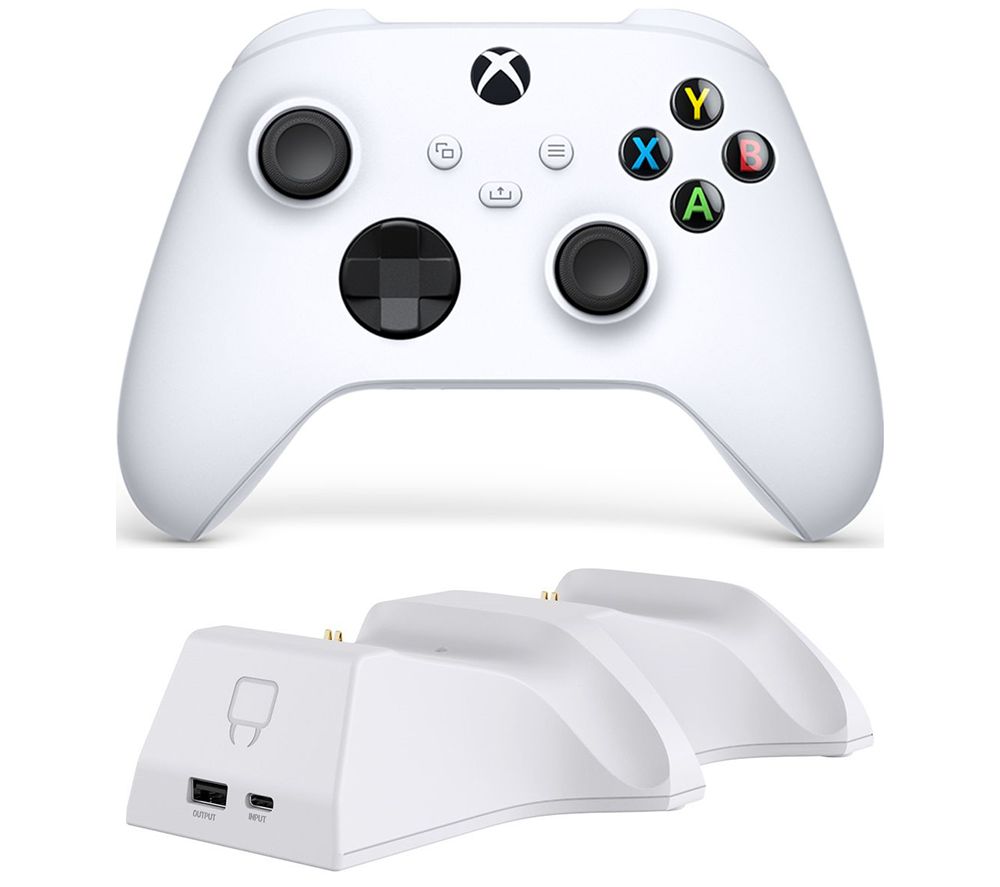 Xbox Wireless Controller & Venom Xbox Series X/S Twin Docking Station Bundle - Robot White