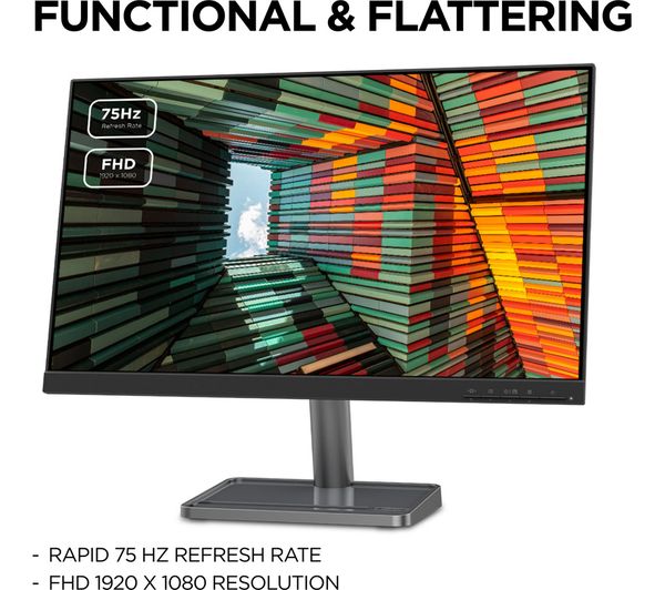 Lenovo L27e-30 27-inch FHD LED Backlit LCD FreeSync Monitor, Ultra-Slim,  3-Side NearEdgeless Frame, HDMI and VGA, Tilt, VESA Mount, Wide Angle  Viewing