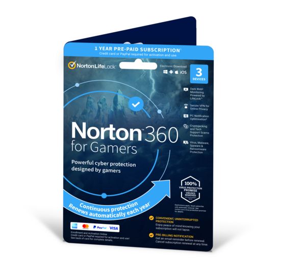 Norton 360 For Gamers 2022 1 Year Automatic Renewal For 3 Devices
