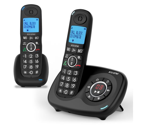 Alcatel Xl595 Voice Cordless Home Phone Twin Headsets Black