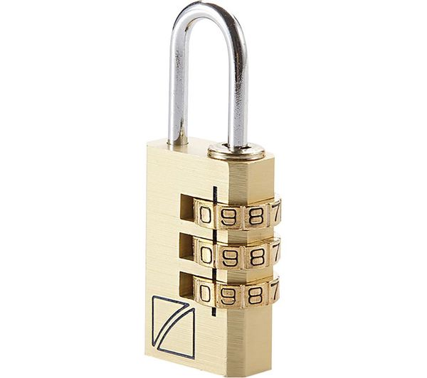 Travel Blue 3 Dial Combination Padlock Gold