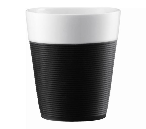 BODUM Bistro Porcelain Mug with Silicone Band - Black, Pack of 2, Black