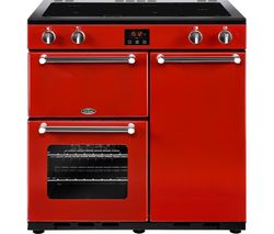 BELLING Kensington 90 cm Electric Induction Range Cooker - Red & Chrome