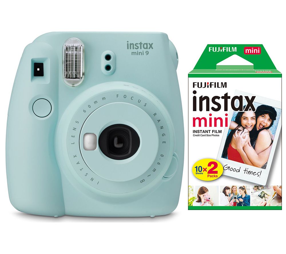 INSTAX mini 9 Instant Camera & Mini Film 20 Shot Pack Bundle - Ice Blue, Blue