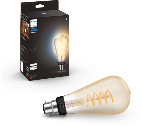 PHILIPS HUE White Ambiance Filament Smart LED Bulb with Bluetooth - ST64, B22, 550 Lumen