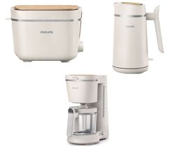 Eco Conscious Collection Coffee Machine, Toaster & Kettle Bundle - White