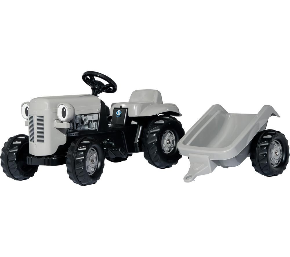Little Grey Fergie Tractor with Trailer Kids' Ride-On Toy - Grey & Black