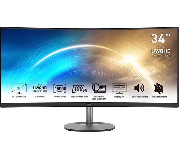 Msi Pro Mp341cq Wide Quad Hd 34 Curved Va Monitor Black