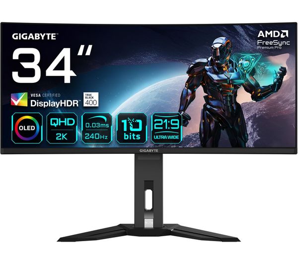 Gigabyte Mo34wqc2 Wide Quad Hd 34 Curved Oled Gaming Monitor Black