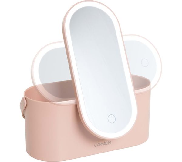 Carmen Led Mirror Cosmetics Case Pink