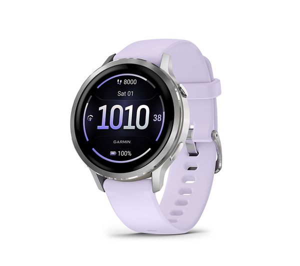 Garmin Venu 4 Smart Watch Silver With Periwinkle Silicone Band 41 Mm
