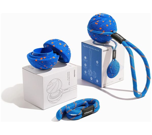 An image of CHEERBLE Wicked Ball Air Rope Pet Toy - Blue