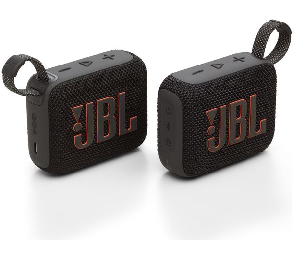 An image of JBL Go 4 Duo Portable Bluetooth Speaker Bundle - Black