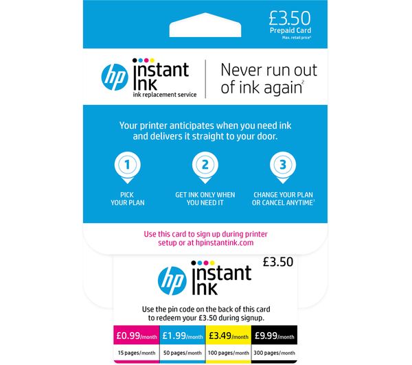 HP Instant Ink £3.50 Prepaid Card