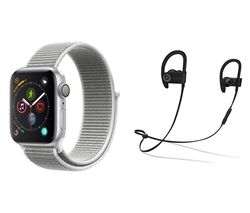 APPLE Watch Series 4 & Powerbeats3 Wireless Bluetooth Headphones Bundle - Silver & Seashell Sports Loop, 40 mm