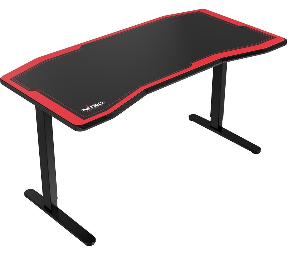 NITRO CONCEPTS D16M Carbon Gaming Desk - Black & Red, Black