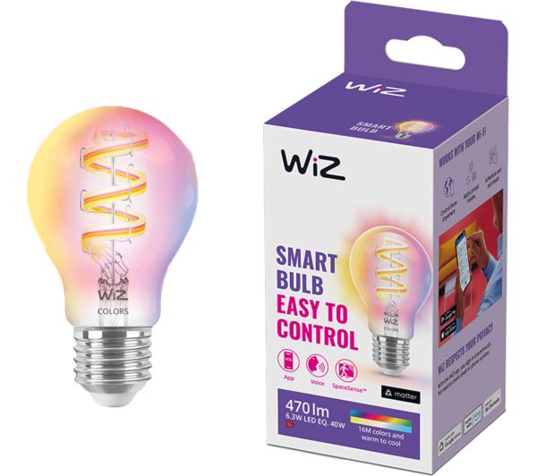 Image of WIZ A60 Dimmable Full Colour Smart Light Bulb - B27