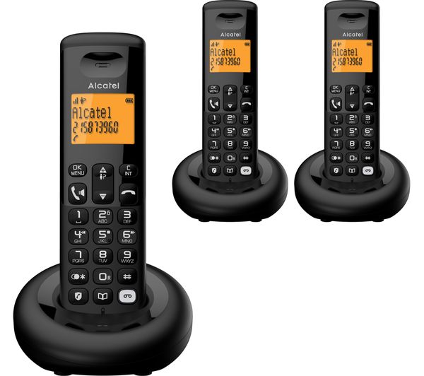 Alcatel E260 Svoice Tam Cordless Phone Triple Handsets Black