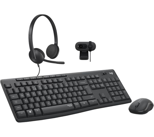 Logitech Essentials Bundle Mk295 Combo H340 Headset Brio 100 Webcam Graphite Black