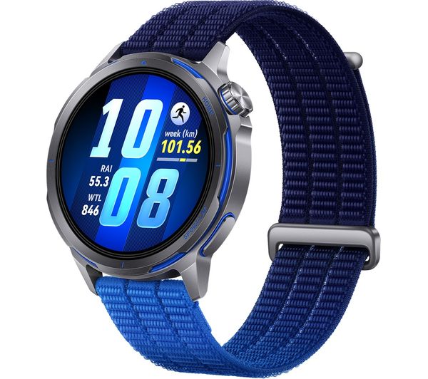 An image of HUAWEI Watch GT Runner 2 - Titanium with Dusk Blue Woven Strap, 43.5 mm