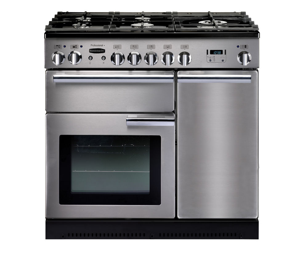 Rangemaster Professional+ 90 Dual Fuel Range Cooker - Stainless Steel & Chrome, Stainless Steel