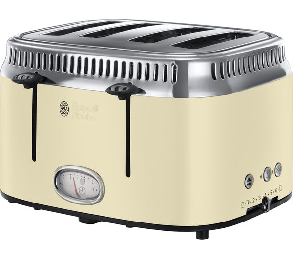 Image of RUSSELL HOBBS Retro 21692 4-Slice Toaster - Cream