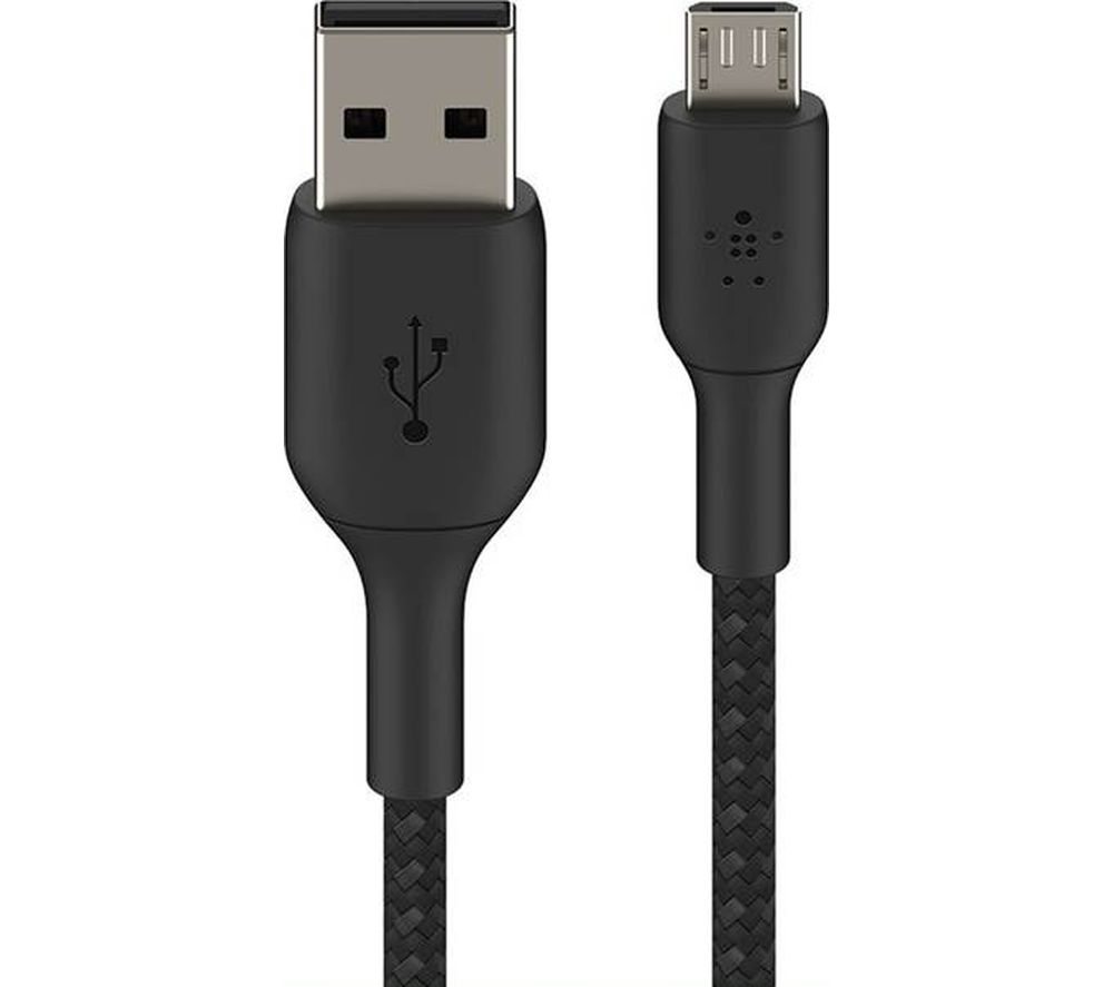 Braided USB-A to Micro USB Cable - 1 m, Black