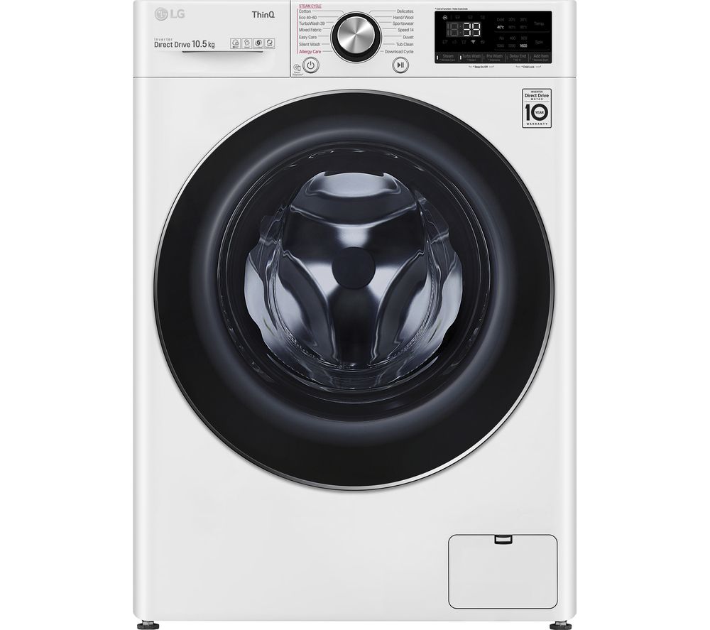 LG TurboWash 360 with AI DD V10 F6V1010WTSE WiFi-enabled 10.5 kg 1600 Spin Washing Machine - White, White