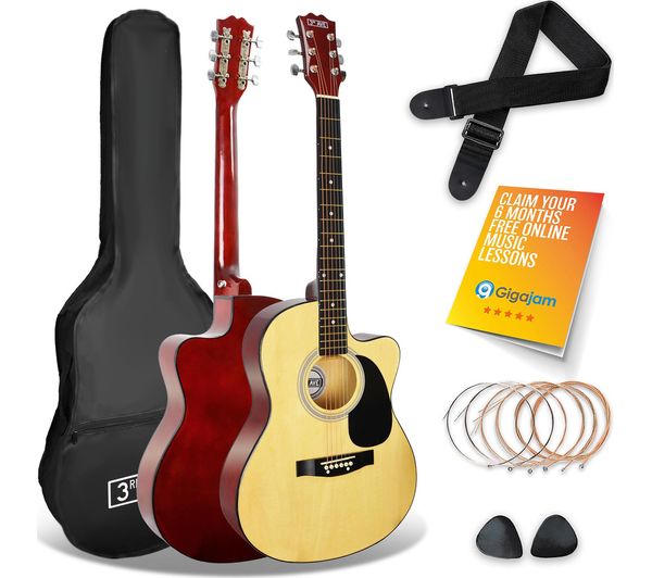 3rd Avenue Full Size 4 4 Cutaway Acoustic Guitar Bundle Natural