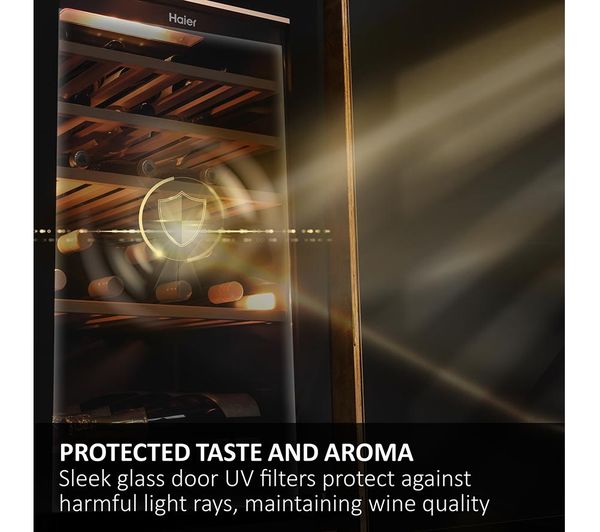 6930265310511 HAIER HWS77GDAU1 Dual Zone Wine Cooler Black Currys
