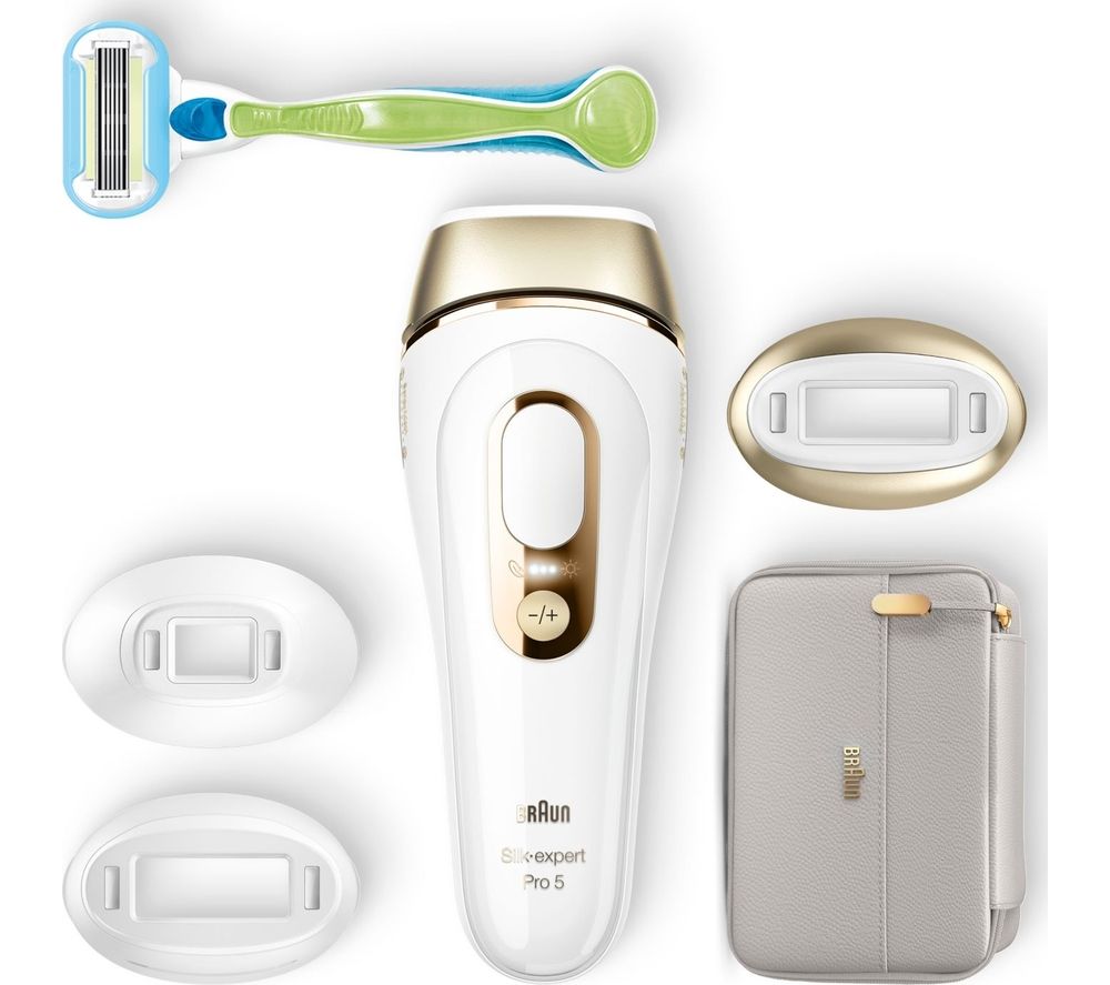 Silk-expert Pro 5 PL5257 IPL Hair Removal System - White & Gold