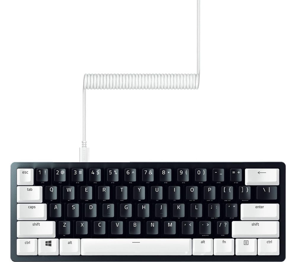 PBT Keycaps & Coiled Cable - UK/US Layout, Mercury White
