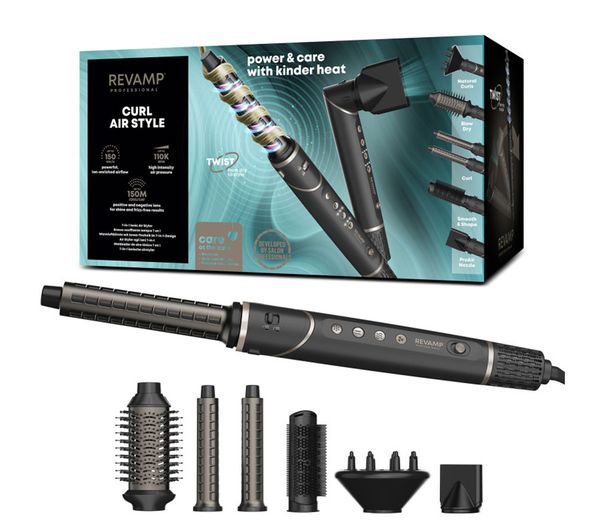 An image of REVAMP Curl Air Style 7-in-1 Ionic Air Styler - Black