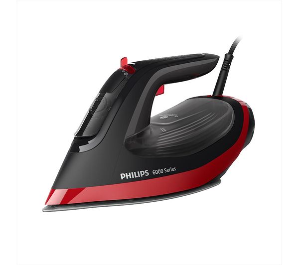 An image of PHILIPS DST6130/40 6000 Series Steam Iron - Black & Red