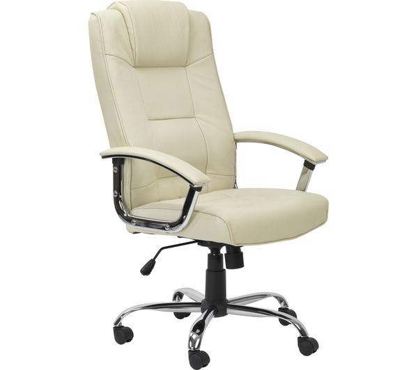 ALPHASON Houston Leather Reclining Executive Chair - Cream, Cream
