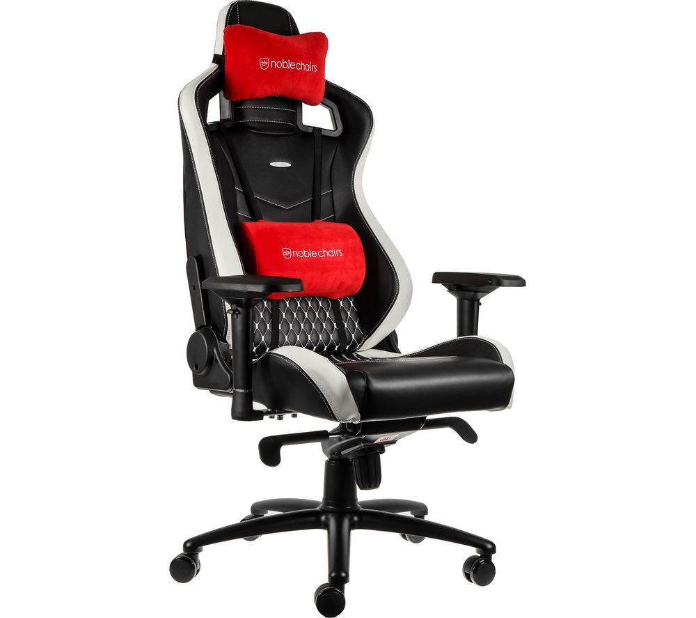 NOBLE CHAIRS EPIC Real Leather Gaming Chair – Black, White & Red