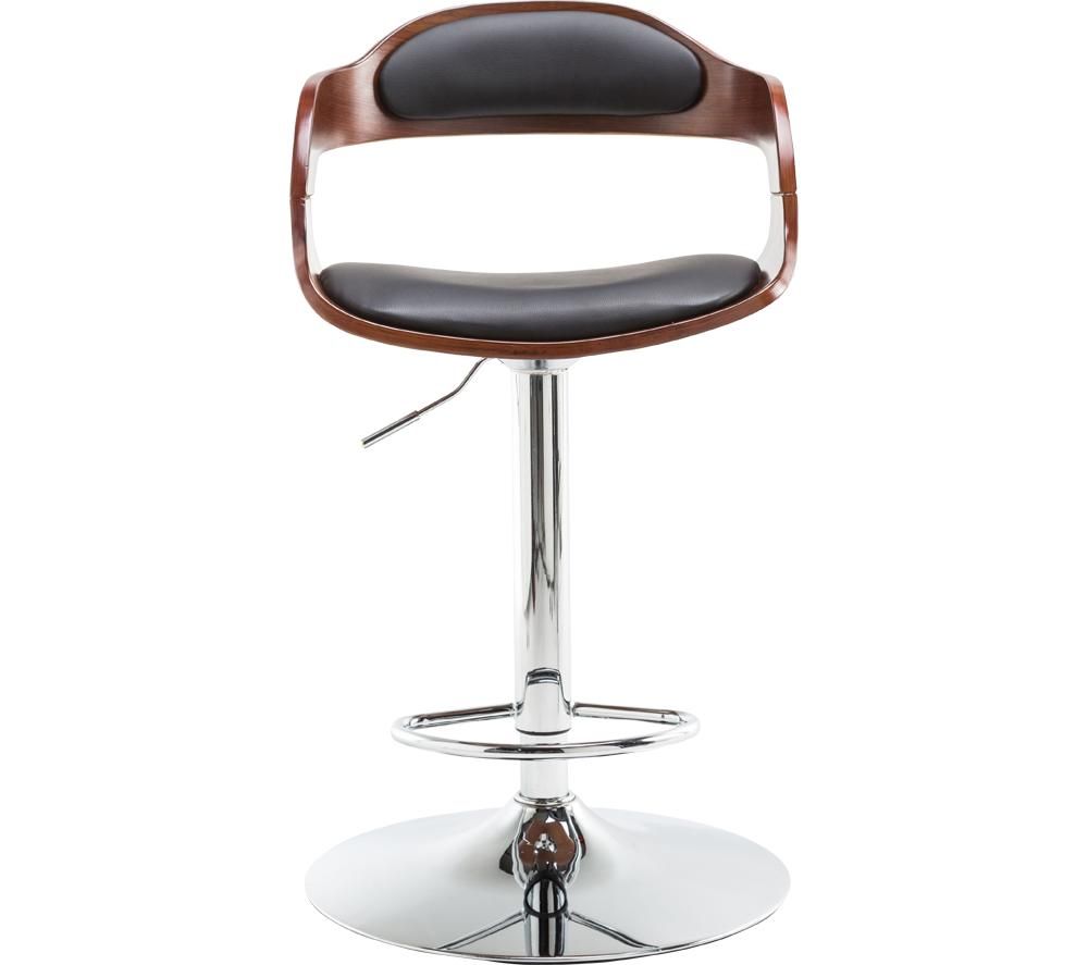 ALPHASON Windsor Faux-Leather Bar Stool Chair - Walnut & Black, Black