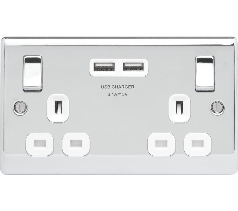BG ELECTRICAL Decorative NPC22U3W-01 Switched Power Socket - White