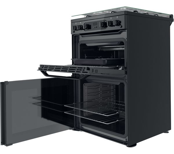 869991593150 HOTPOINT HDM67G0CCB 60 cm Gas Cooker Black Currys
