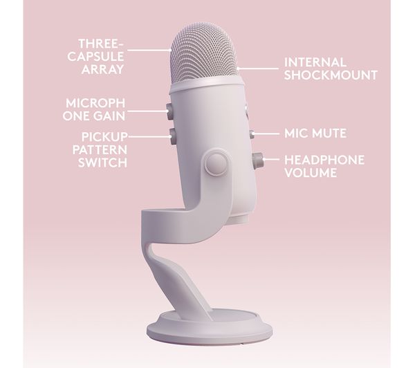 BLUE Yeti Aurora USB Streaming Microphone - White Mist - 988