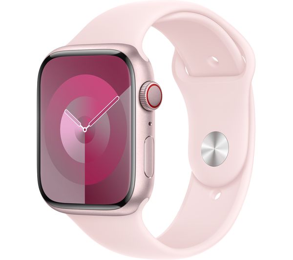 APPLE Watch Series 9 Cellular 45 mm Pink Aluminium Case with Light Pink Sport Band S M MRMK3QA A Currys Business