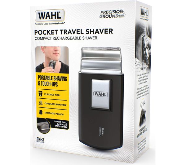 WAHL 3615-0403 Pocket Travel Shaver - Black & Silver