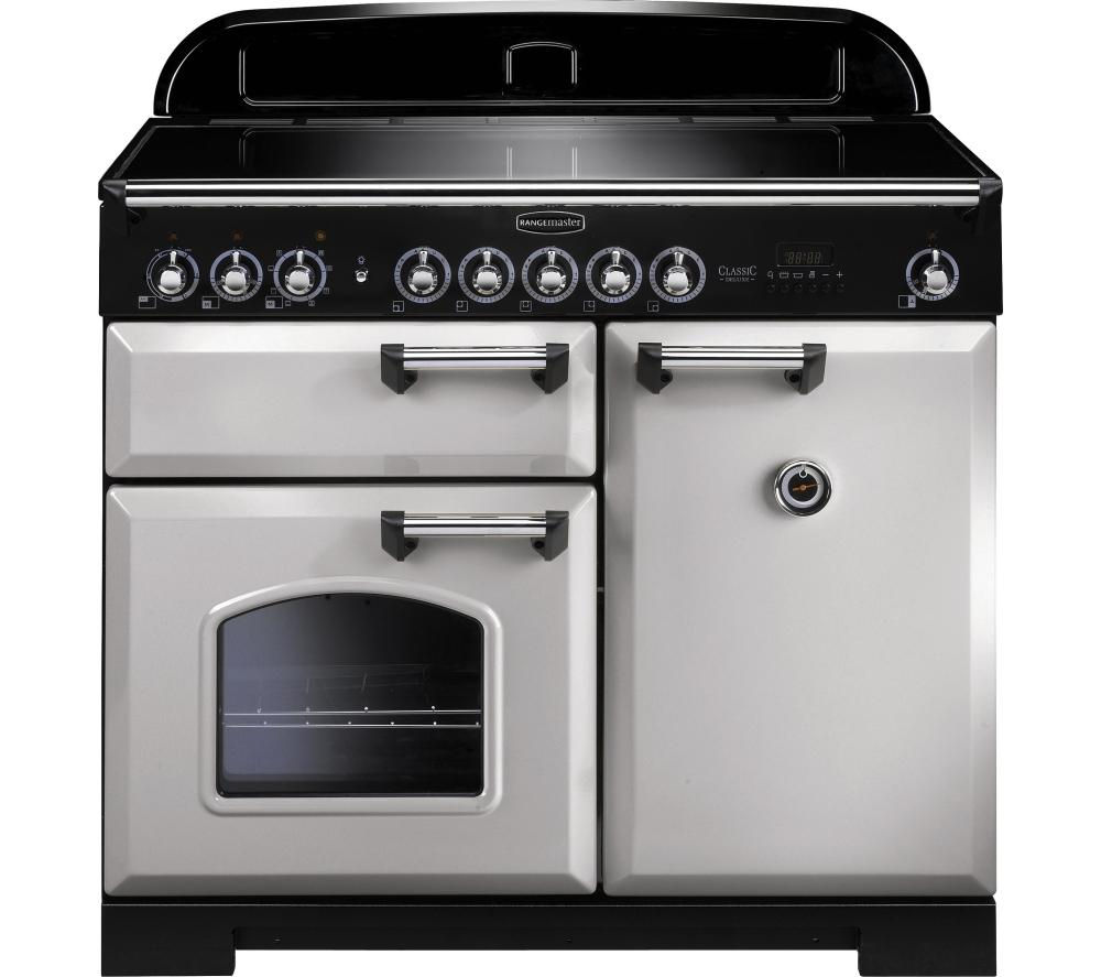 RANGEMASTER Classic Deluxe 100 Electric Induction Range Cooker – Royal Pearl & Chrome