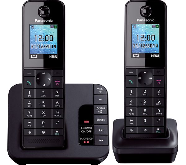 Panasonic Kx Tg8182eb Cordless Phone With Answering Machine Twin Handsets Black