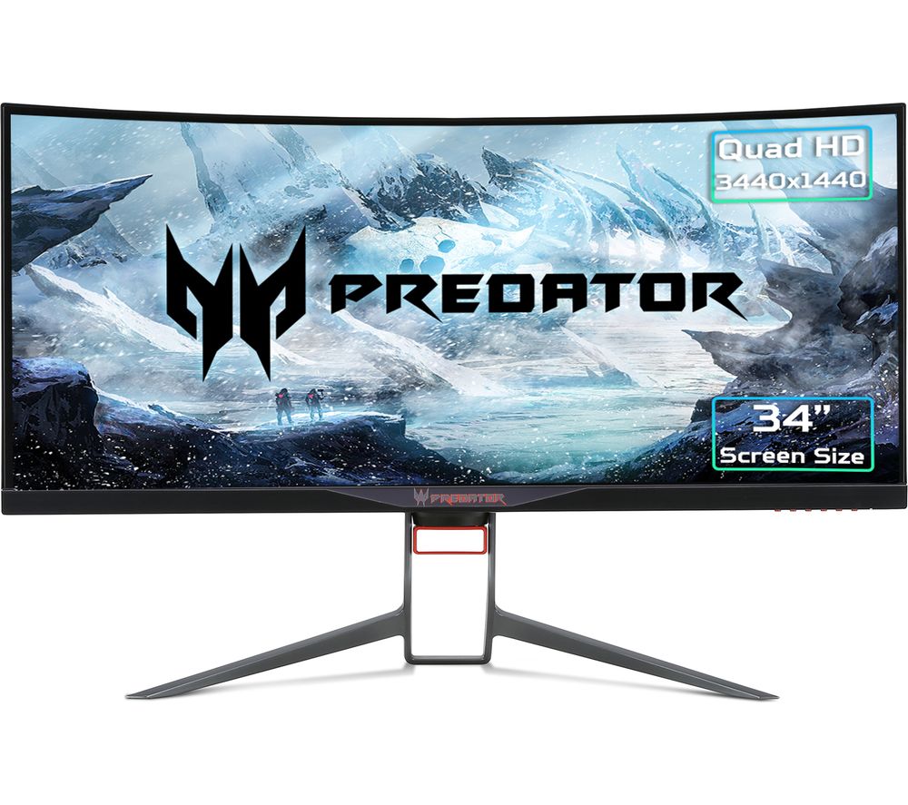 ACER Predator X34P Quad HD 34" Curved LED Gaming Monitor - Black, Black